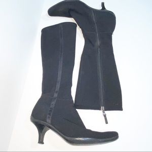 Prada Neoprene black side zip boots size 35